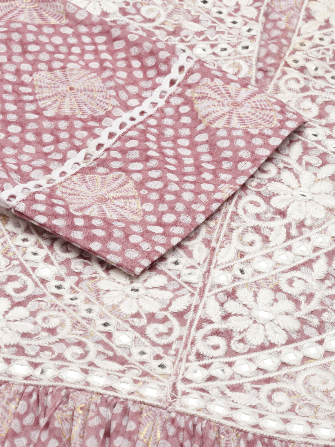 Neerus Purple cotton printed straight kurti - detail view 2