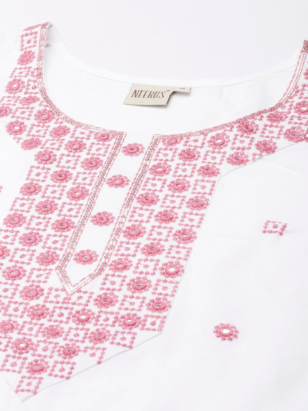 Neerus Maroon rayon solid straight kurta - detail view 1