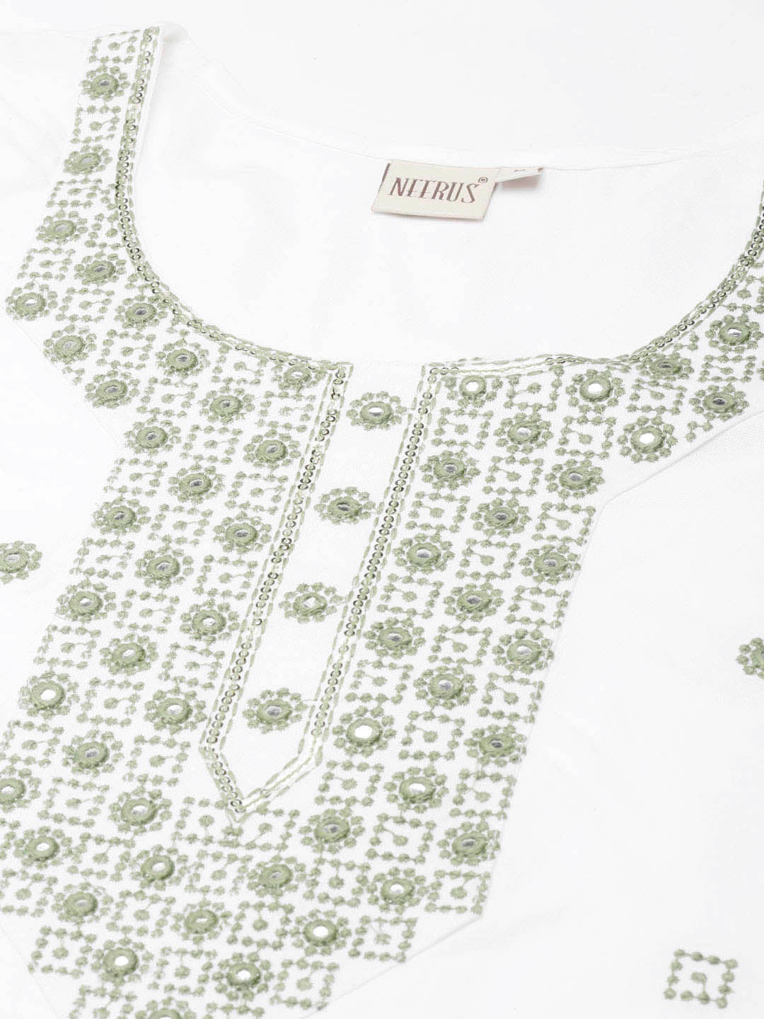 Neerus Green rayon solid straight kurta - detail view 1