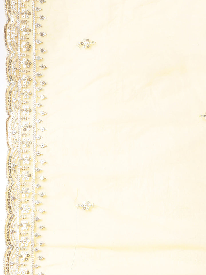 Neerus Mustard Printed Straight Kurta and Trousers With Dupatta