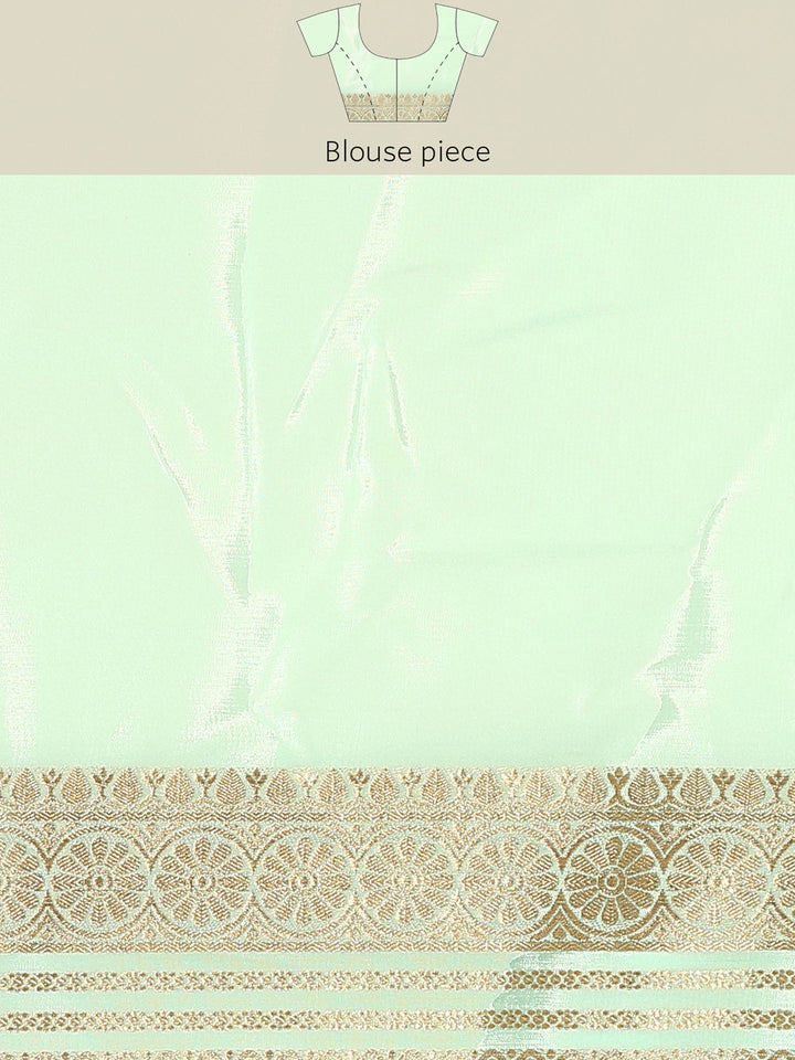 Peach Mysore Crepe Saree With Zari Contrast Border