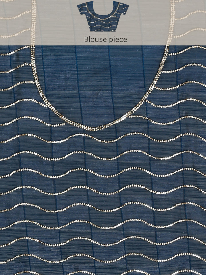 Peacock Jacquard Satin Organza Saree With Hand Embroidery