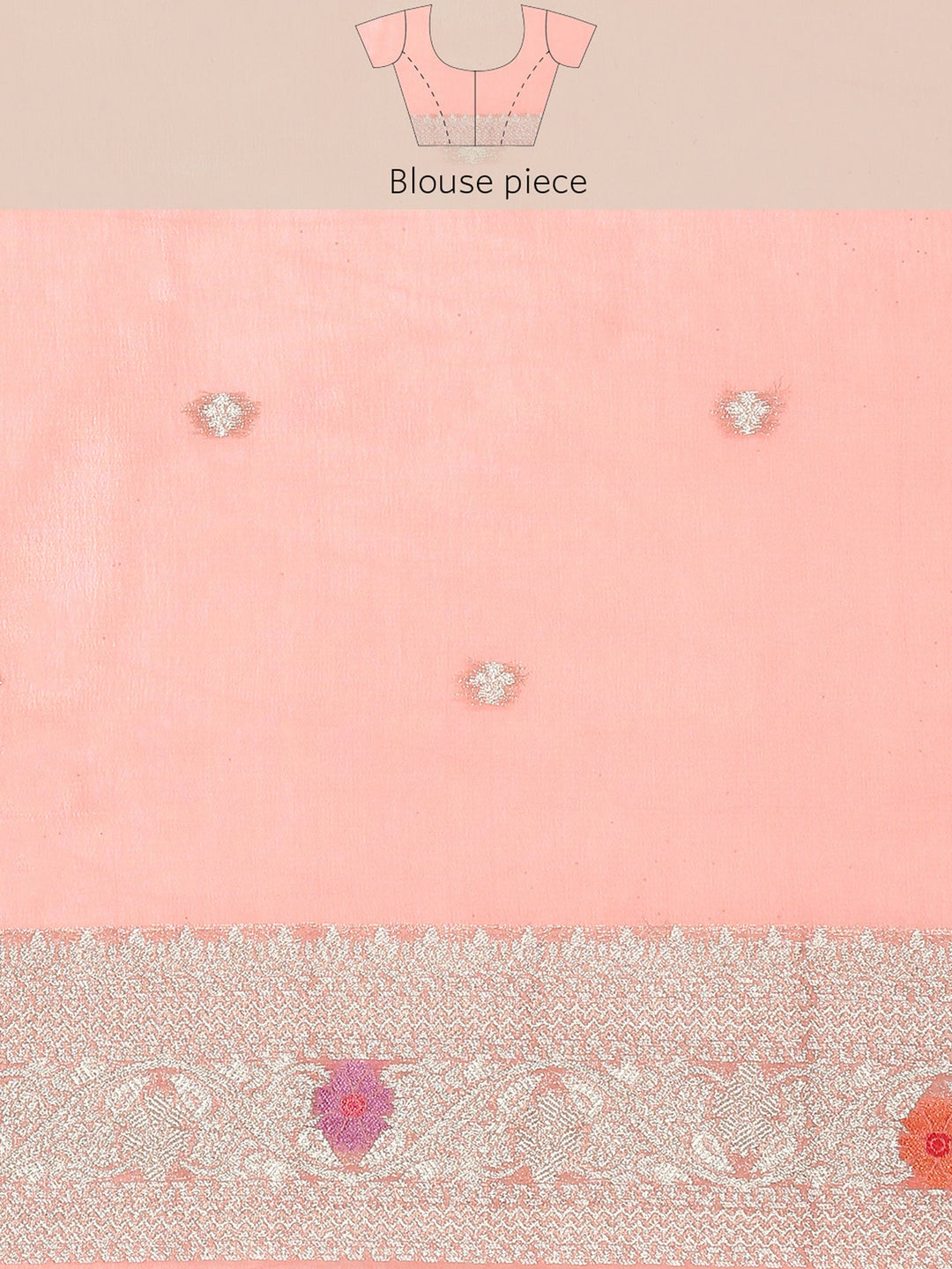 Neerus Pink Banarasi woven saree - detail view 6