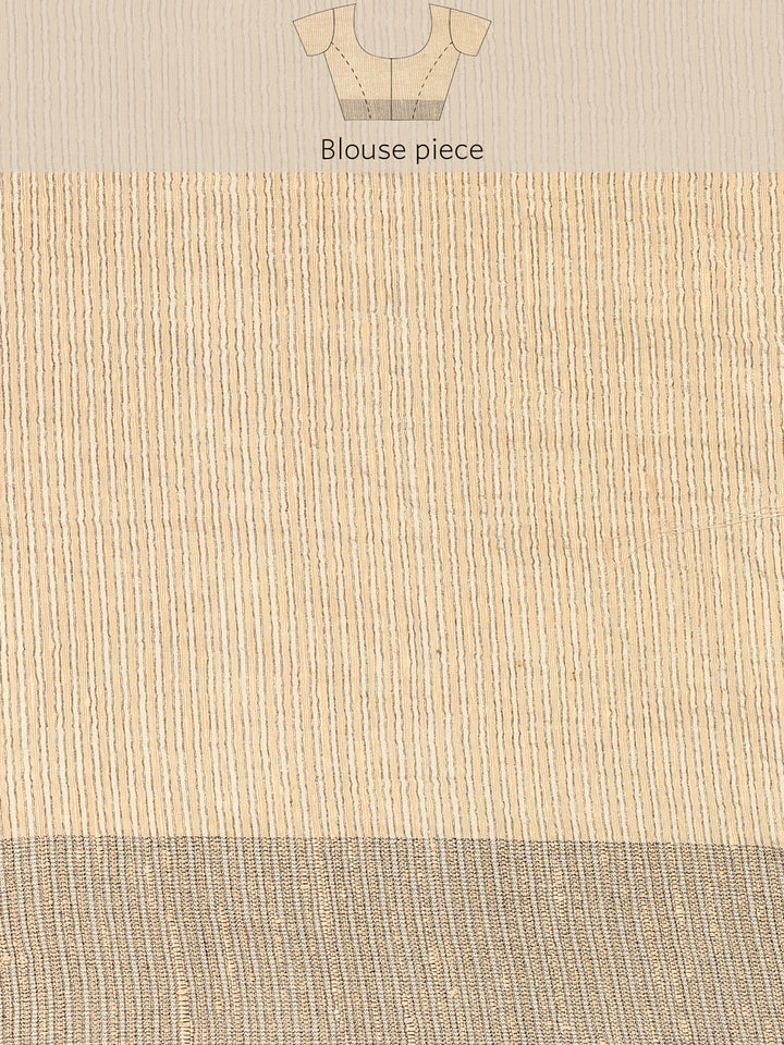 Cream Natural Dupion Saree With Floral Print