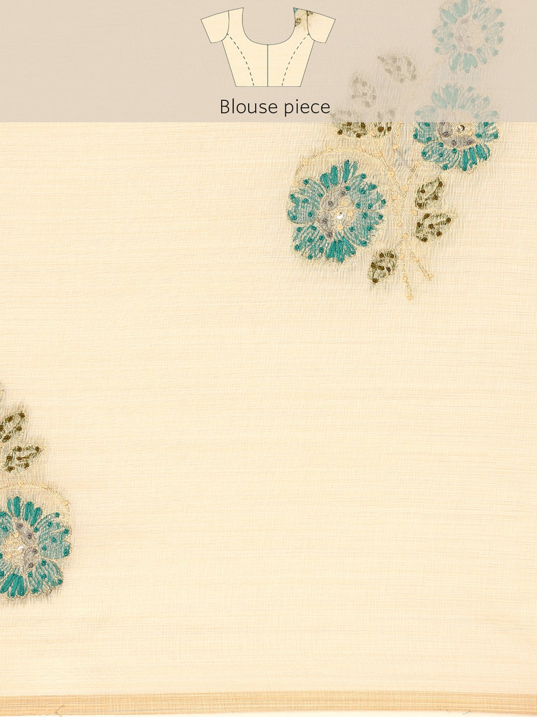 Neerus Beige Chanderi embellished saree - detail view 5