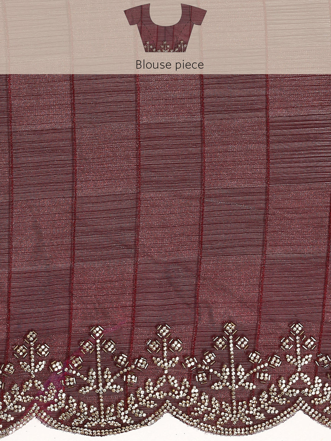 Neerus Maroon organza hand embroidered saree - detail view 6