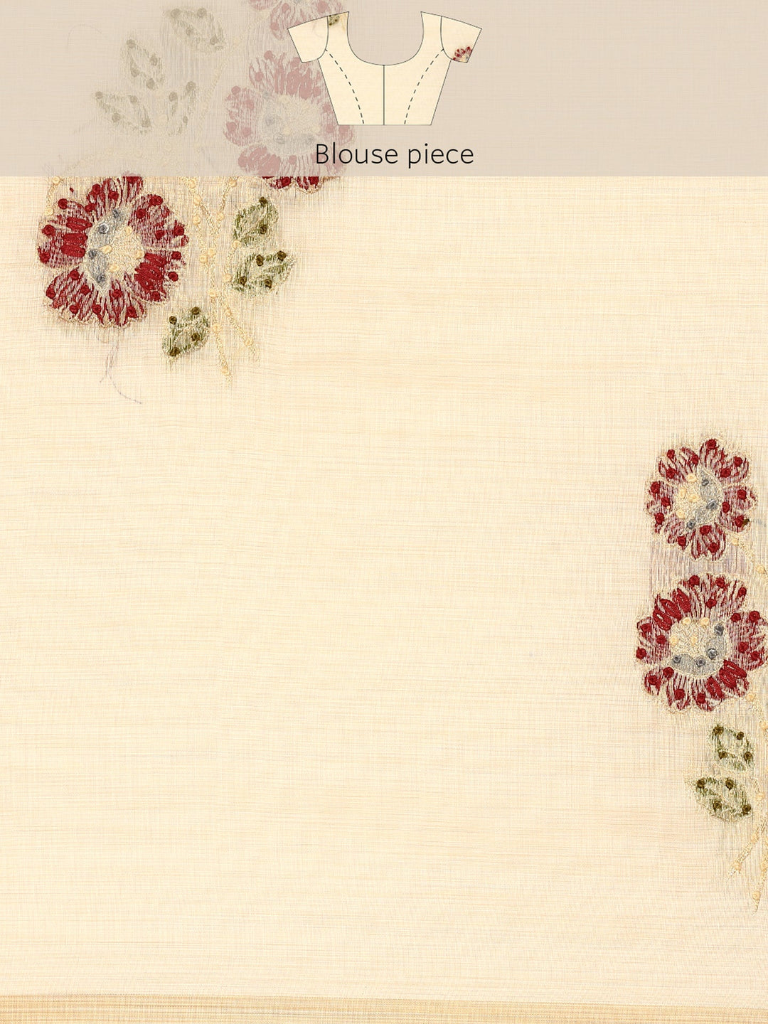 Neerus Beige Chanderi embellished saree - detail view 6