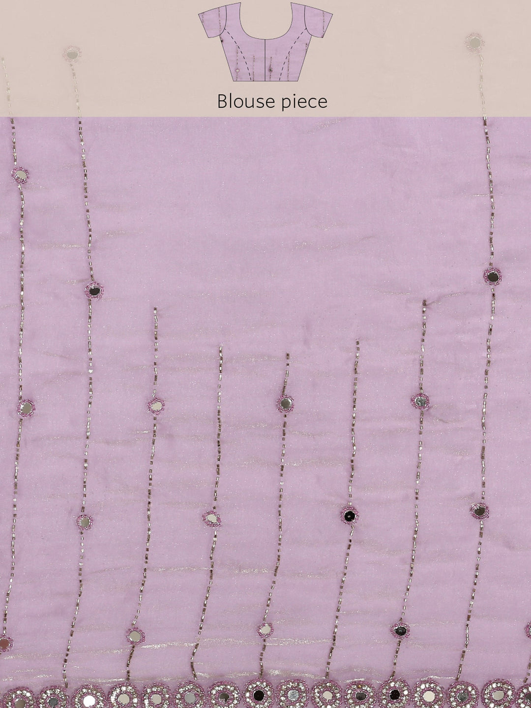 Neerus Purple tissue mirror work saree - detail view 6