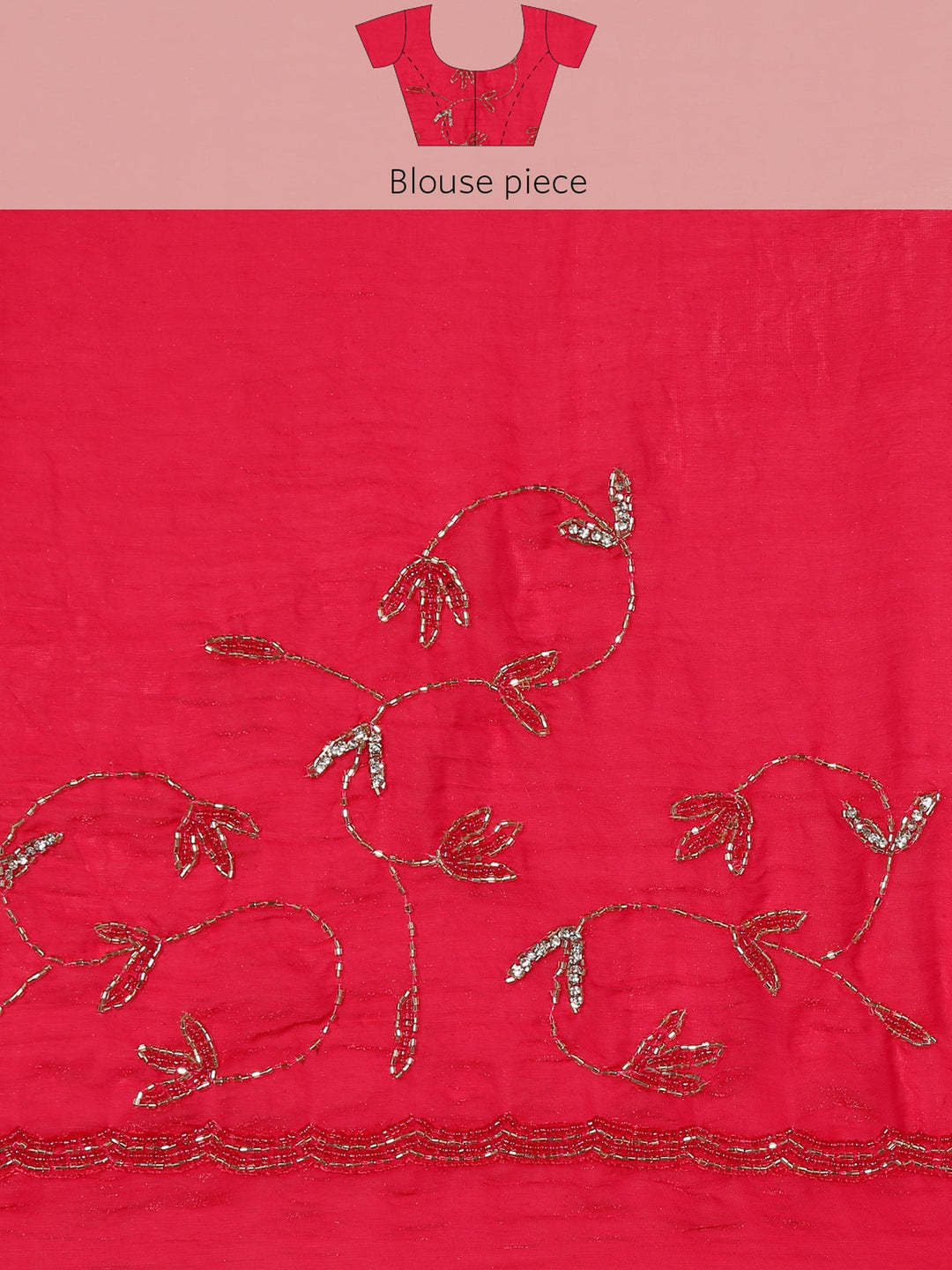 Neerus Pink net hand embroidered saree - detail view 6