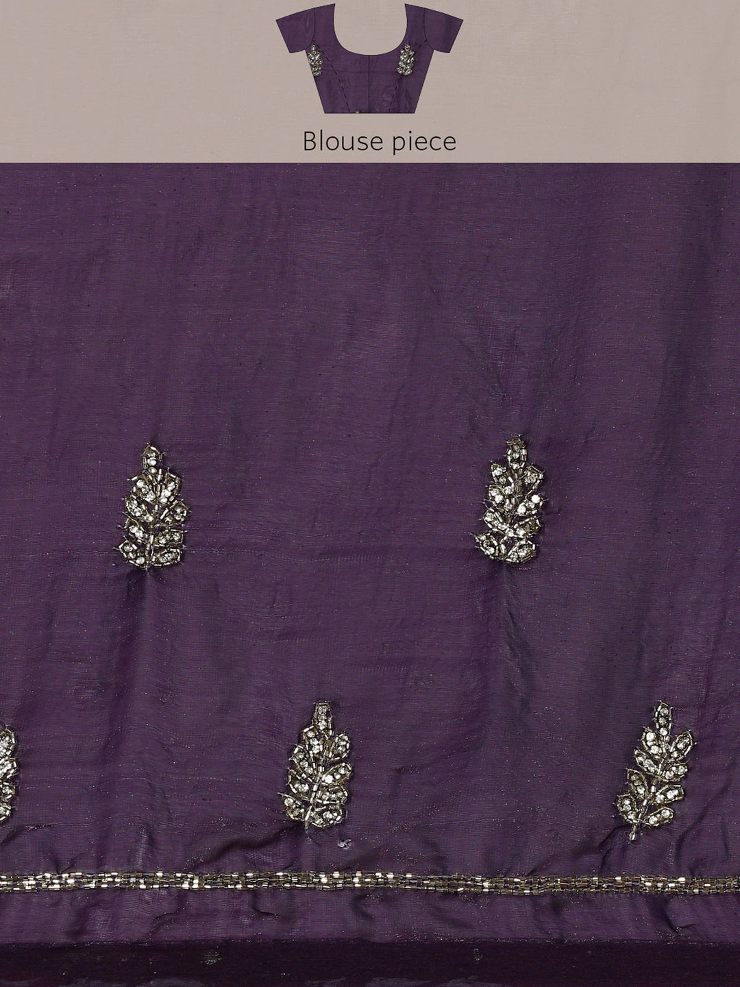 Neerus Maroon satin hand embroidered saree - detail view 5