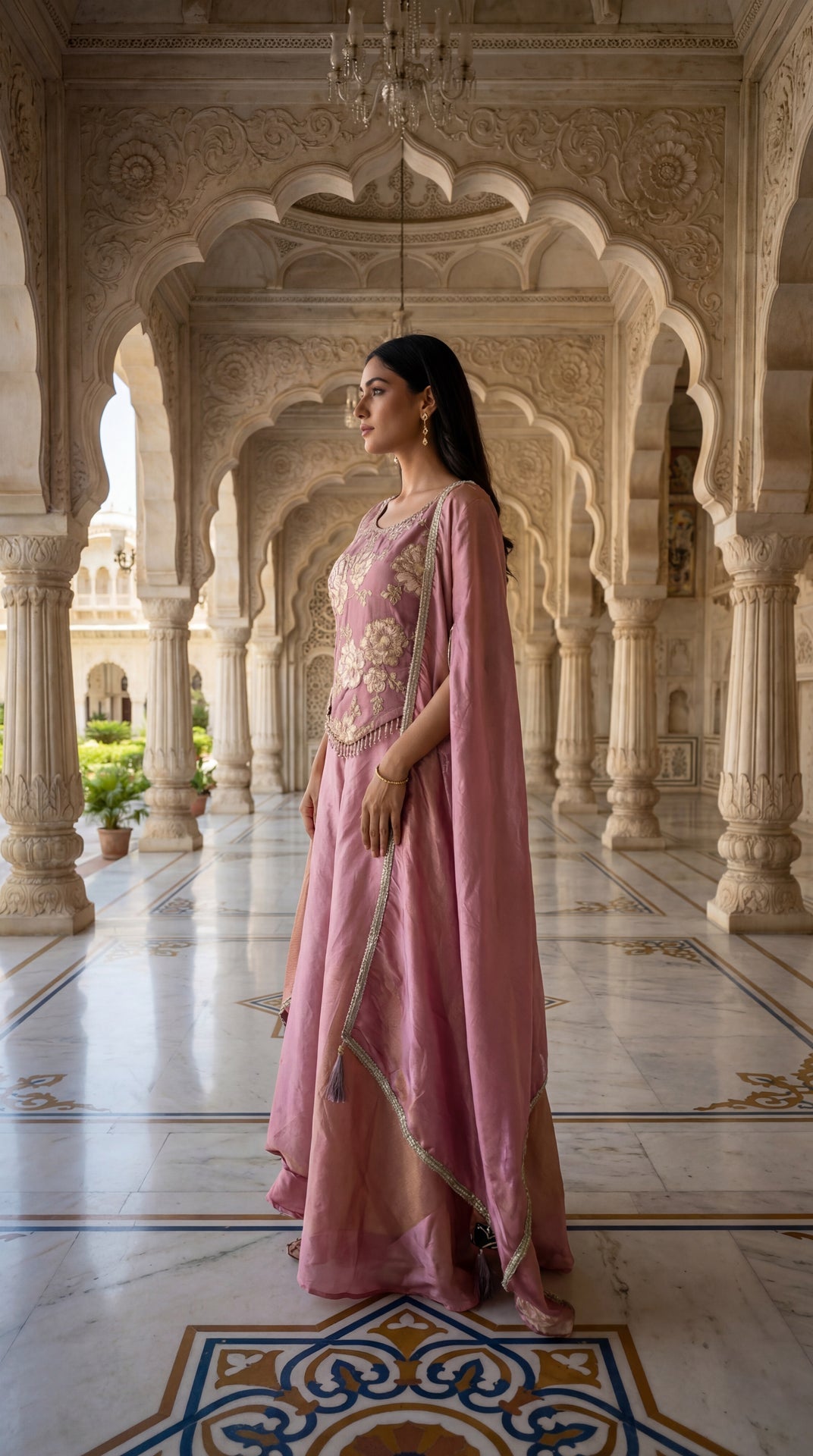 Neerus Purple tissue embellished suit set - back view