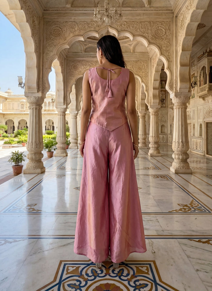 Neerus Purple tissue embellished suit set - side view