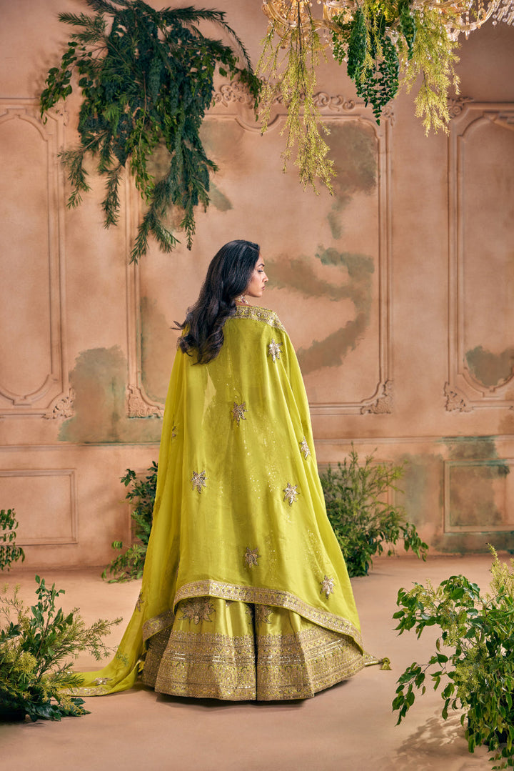 Neerus Green silk embroidered lehenga set - detail view 4