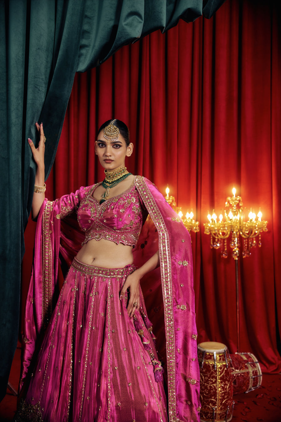 Neerus Purple tissue hand embroidered lehenga set - detail view 2