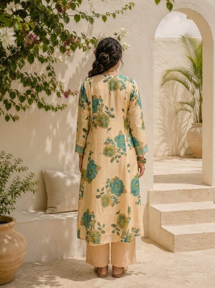 Rama Muslin Large Floral Digital Printed Three Piece Set