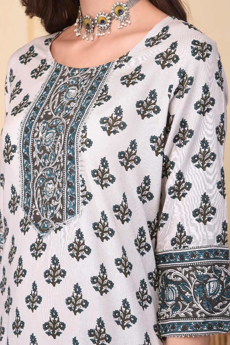 Neerus Grey cotton solid kurta - side view