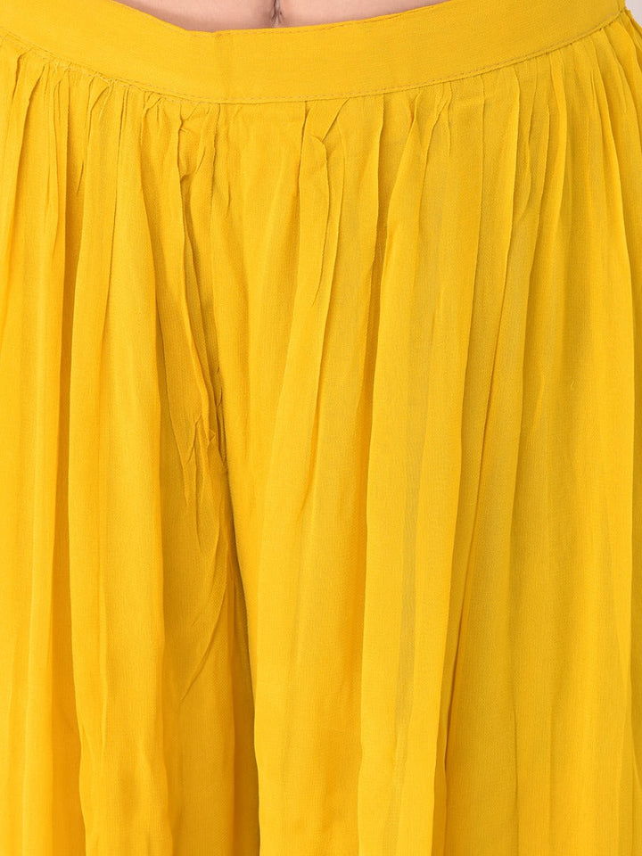 Neerus Yellow georgette printed suit set - detail view 5