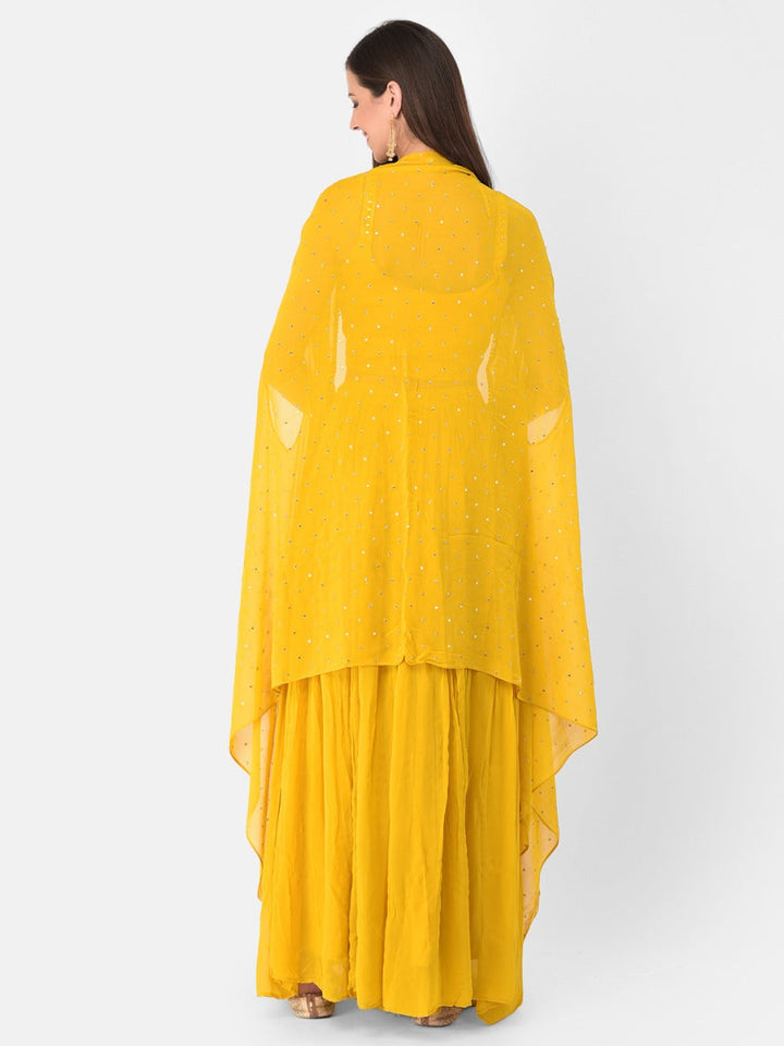 Neerus Yellow georgette printed suit set - detail view 2