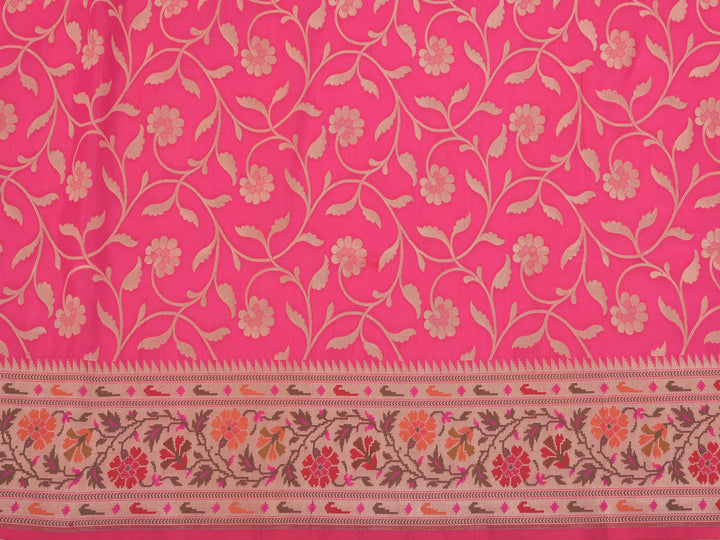 Neerus Pink silk woven saree - detail view 2