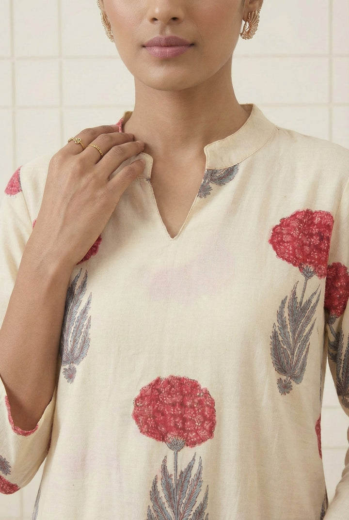 Neerus Pink cotton digital printed suit set - detail view 1