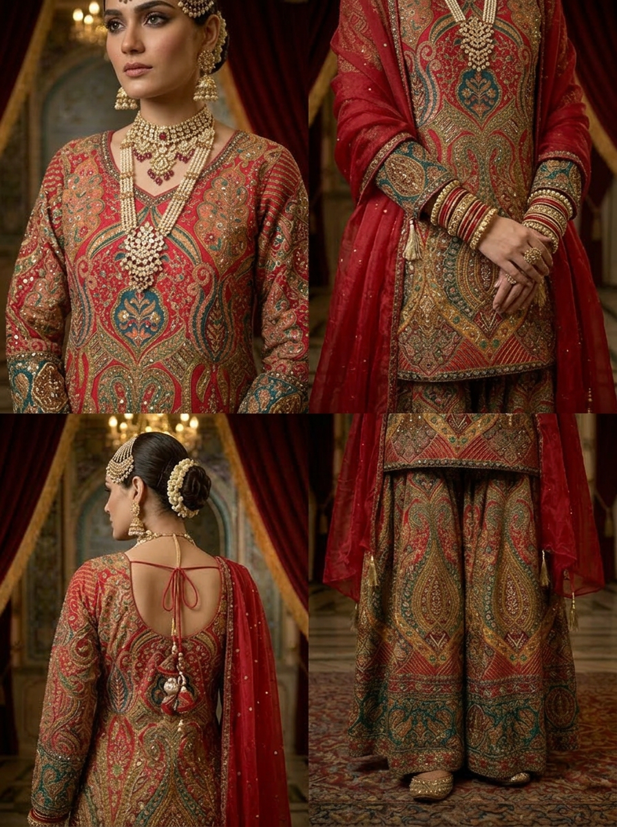 Neerus Pink Chinon Embellished Lehenga Set - side view