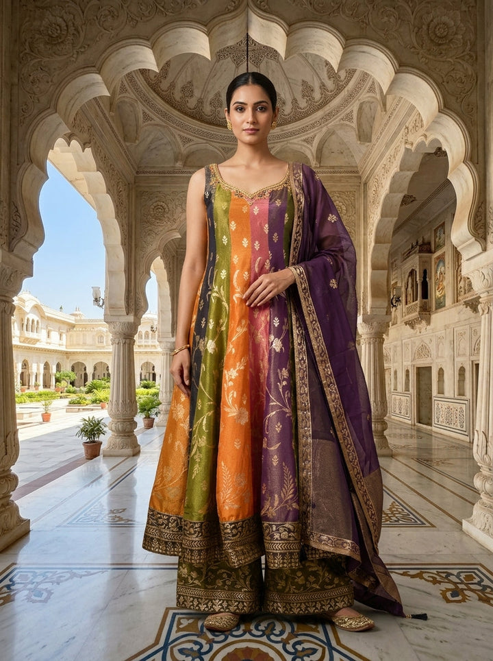 Neerus Multi tissue printed suit set - front view