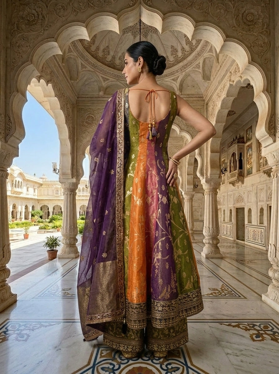 Neerus Multi tissue printed suit set - back view