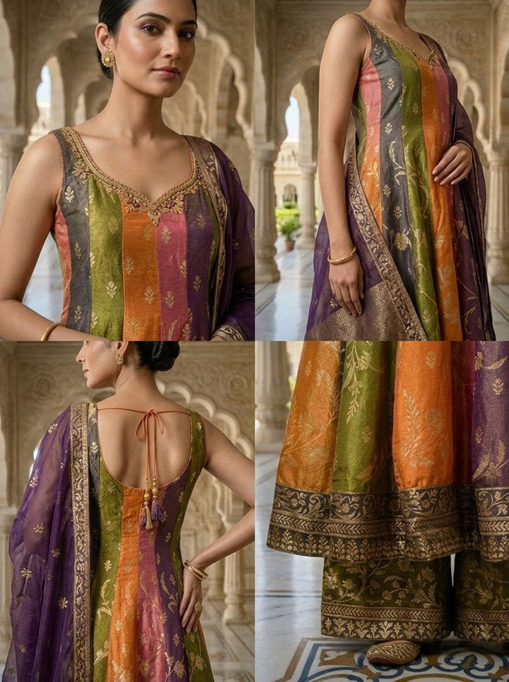 Neerus Multi tissue printed suit set - side view