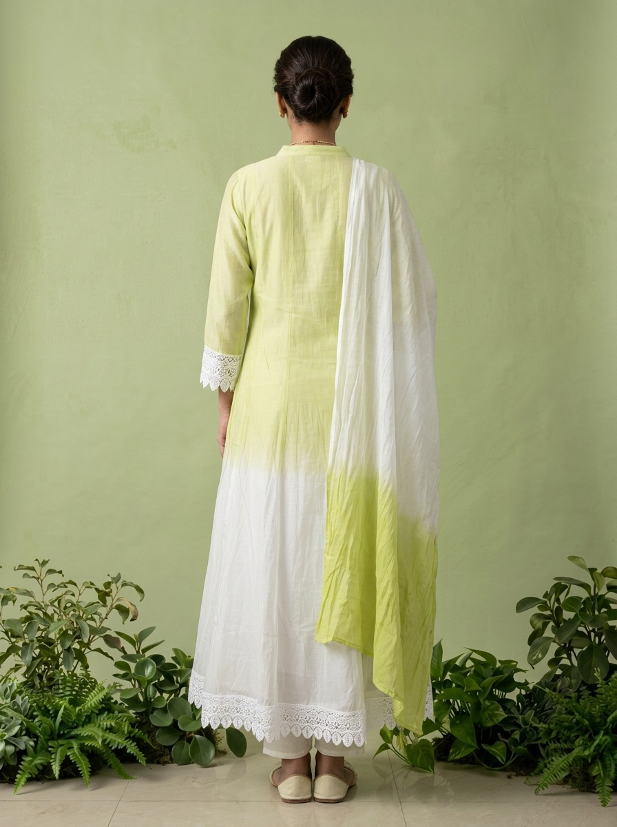 Lime Silk Three Piece Set