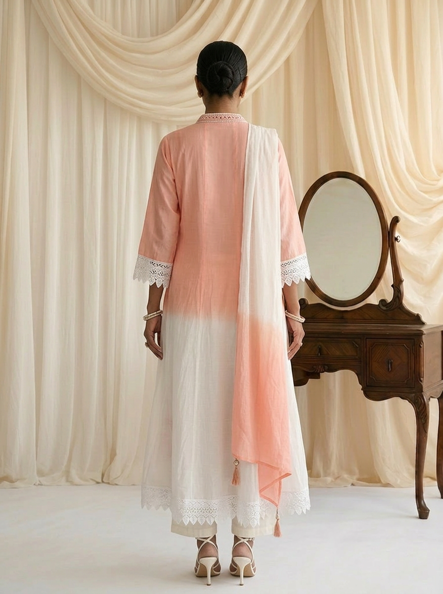 Peach Silk Three Piece Set