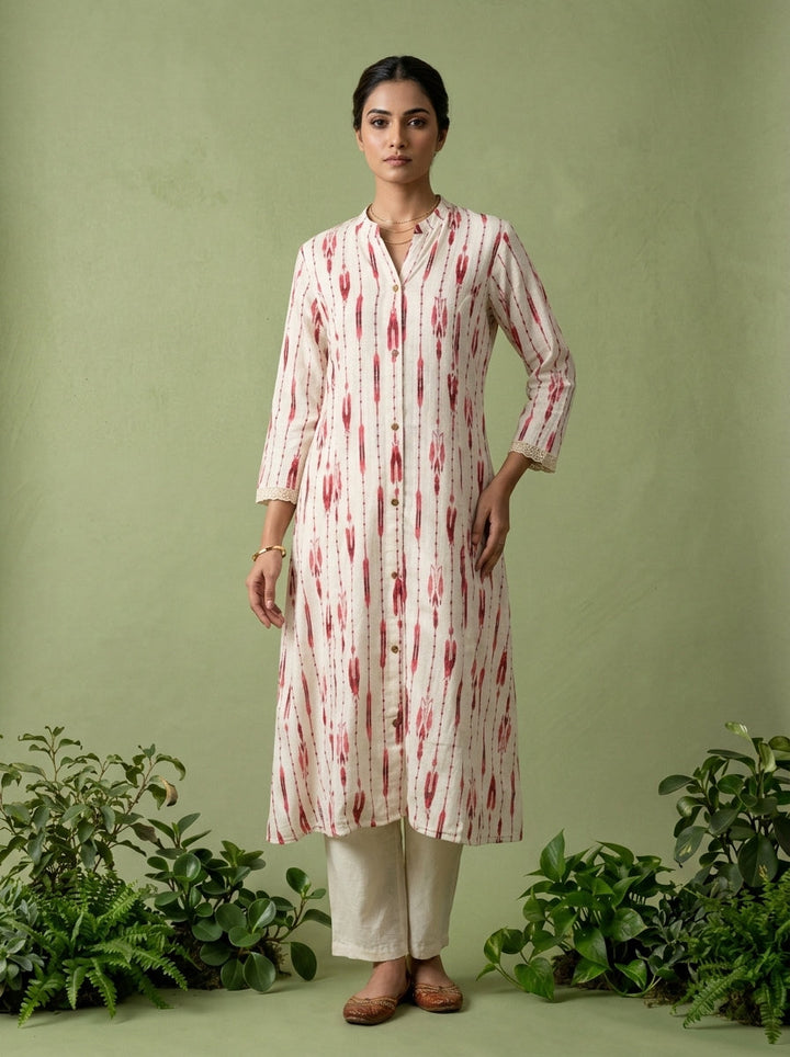 Maroon Chikankari Printed Two Piece Set