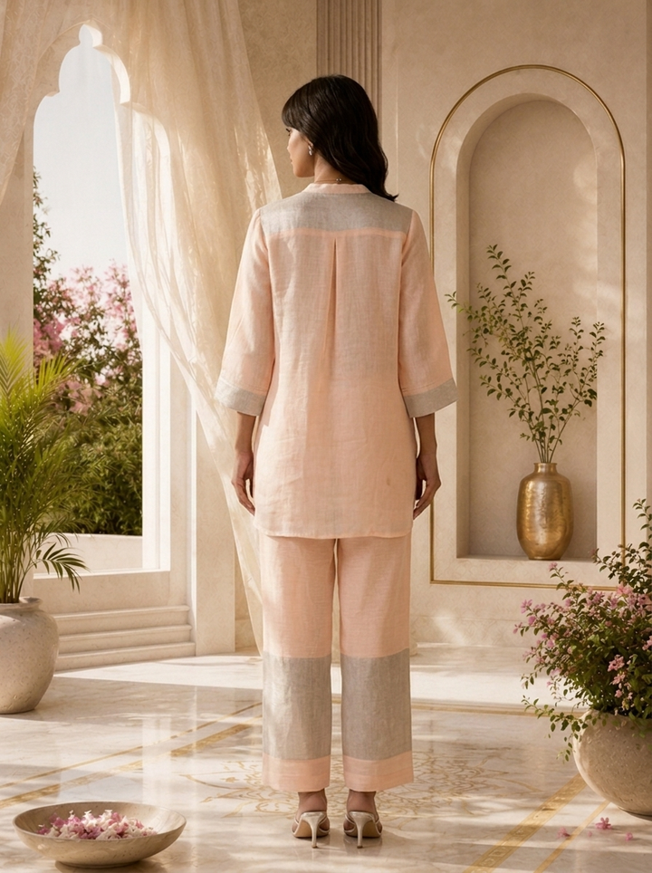 Baby Pink Linen Two Piece Set