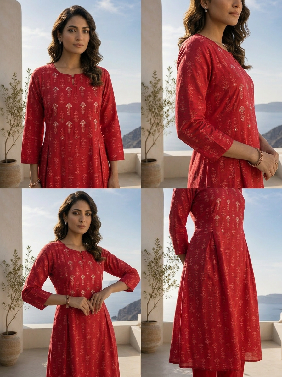 Maroon Silk Ethnic Motifs Printed A-Line Kurta