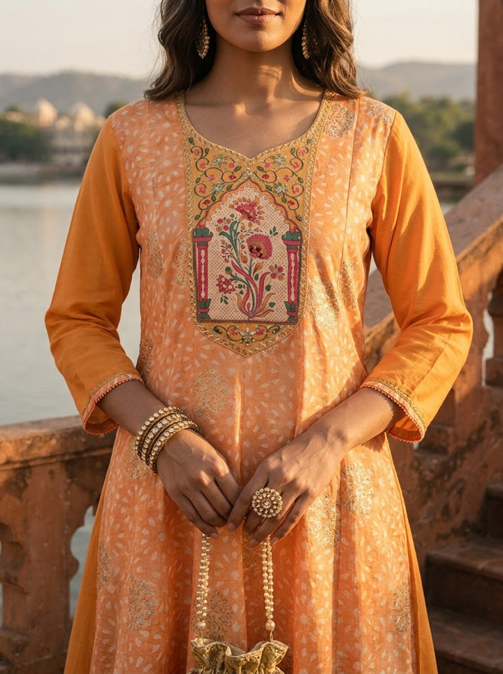 Yellow Silk Bandhani Printed Dress