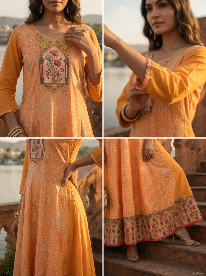 Yellow Silk Bandhani Printed Dress