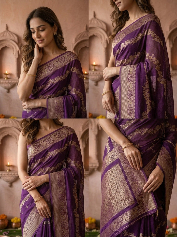 Purple Banaras Weaved Saree