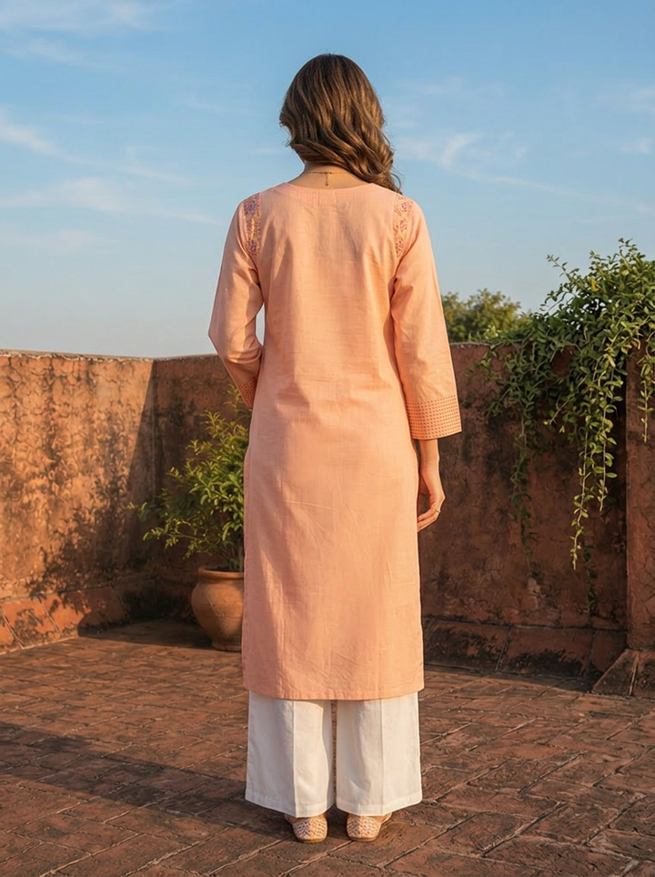Orange Rayon Multicolor Floral Printed Kurta