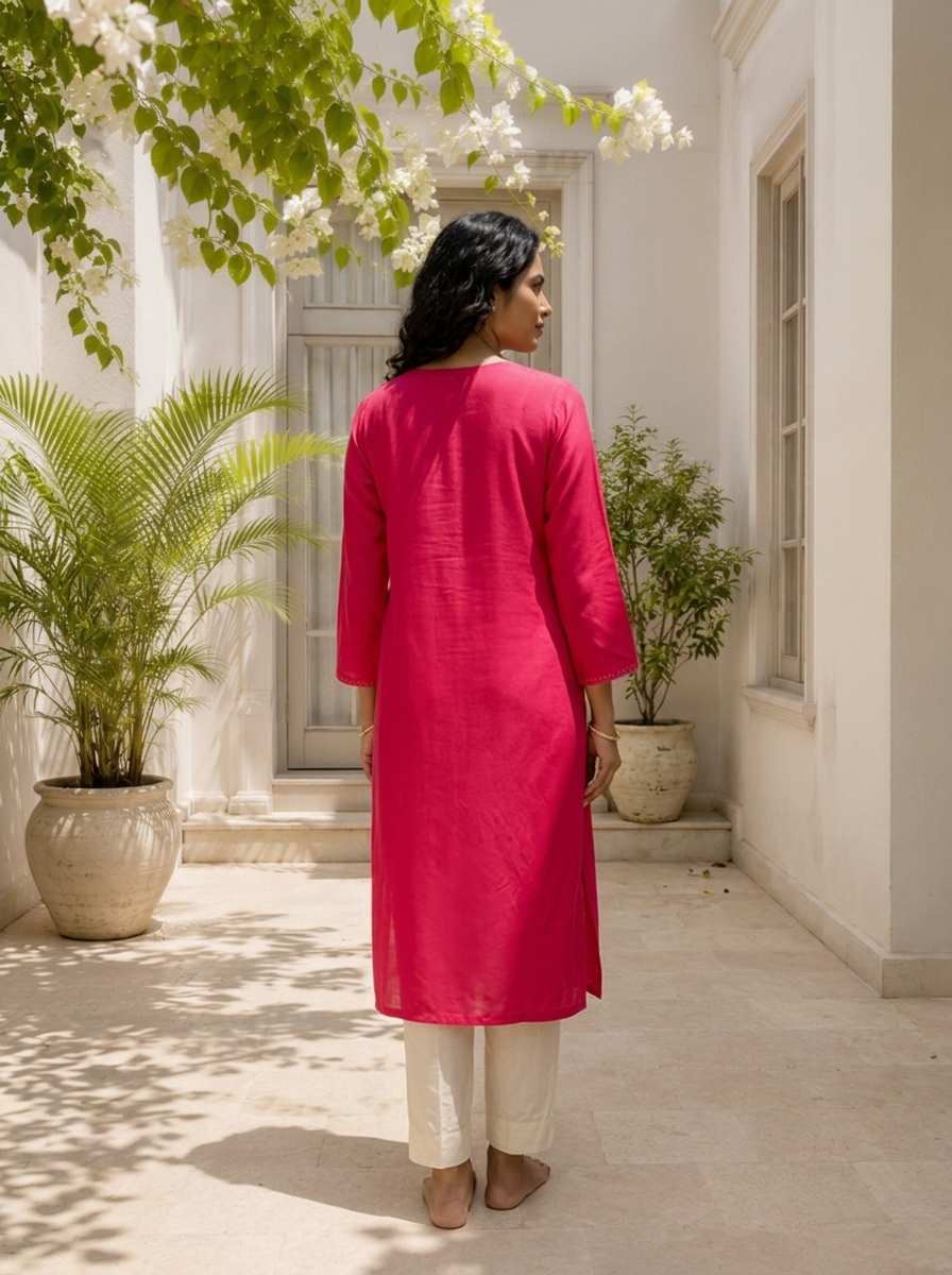 Rani Rayon Scattered Floral Butta Embroidered Kurta