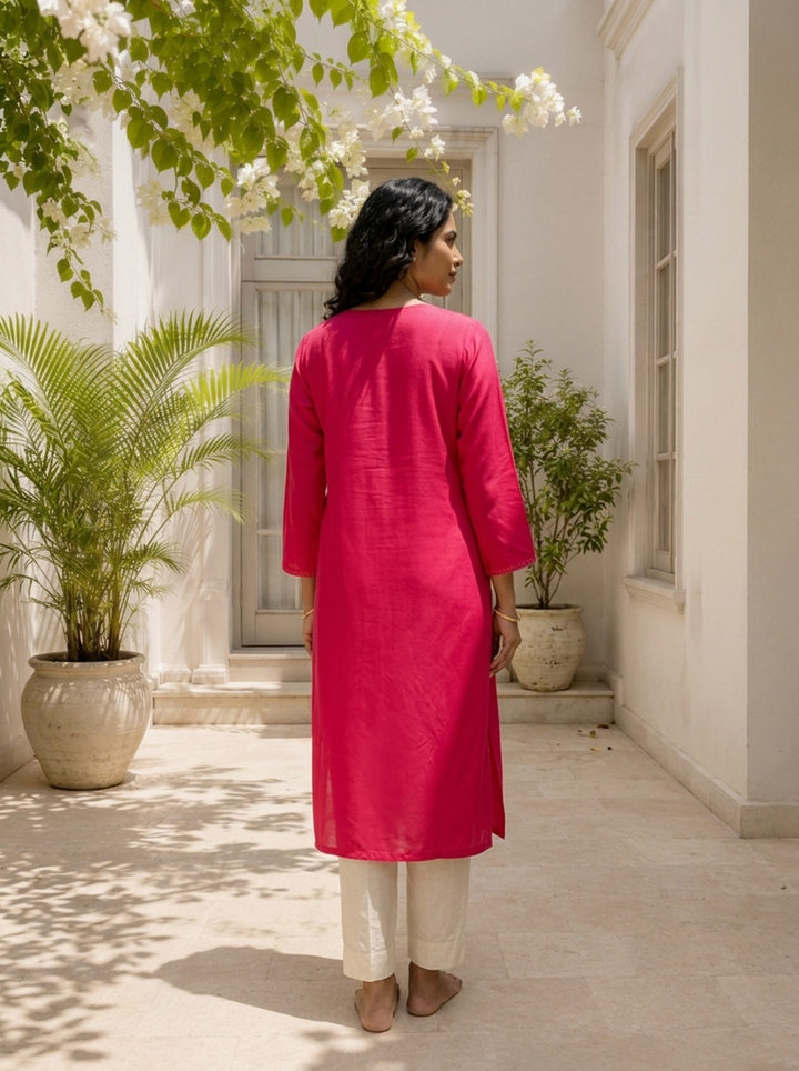 Rani Rayon Scattered Floral Butta Embroidered Kurta