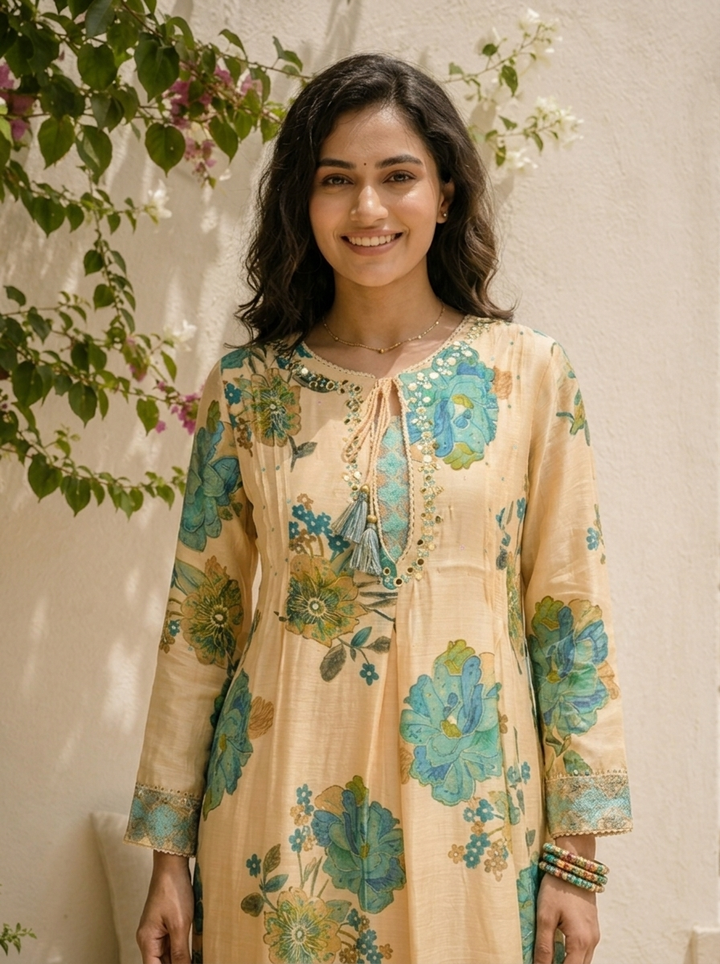 Rama Muslin Large Floral Digital Printed Three Piece Set