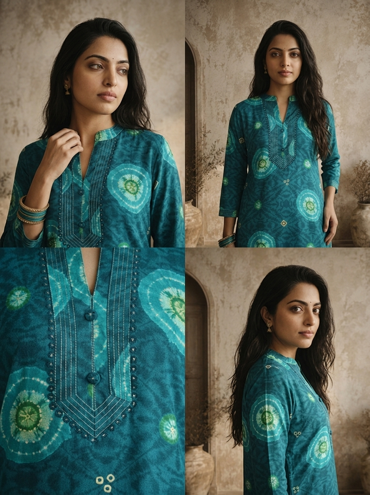 Rama Rayon Circular Motif Printed Kurta
