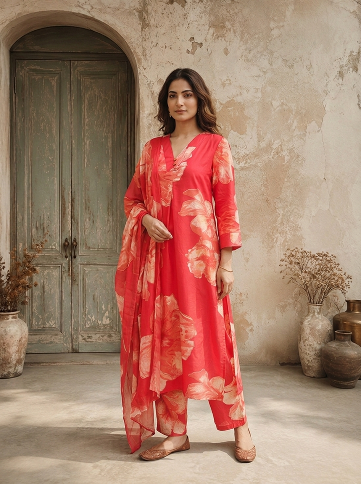 Rani Cotton Large Floral Printed Two Piece Set