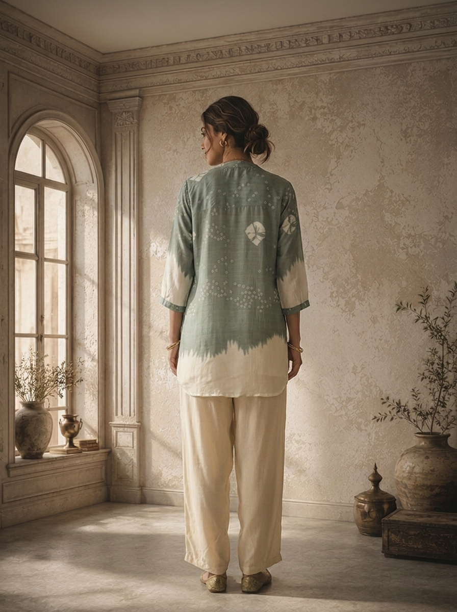 Aqua Green Cotton Dots Printed Top