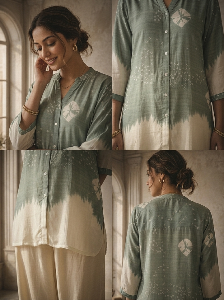 Aqua Green Cotton Dots Printed Top