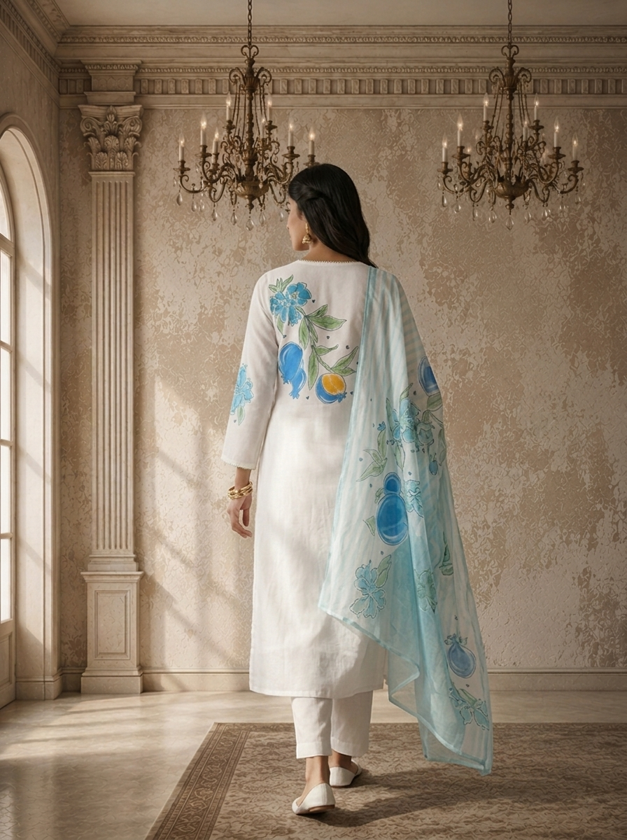 Rama Cotton Fruit Jaal Printed Three Piece Set