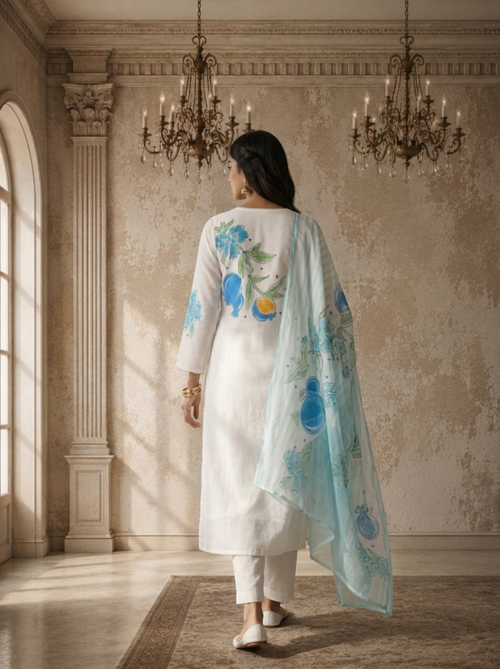 Rama Cotton Fruit Jaal Printed Three Piece Set