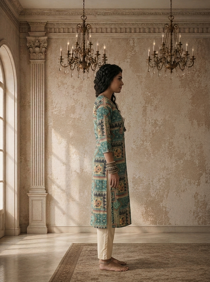 Rama Rayon Patchwork Printed Kurta