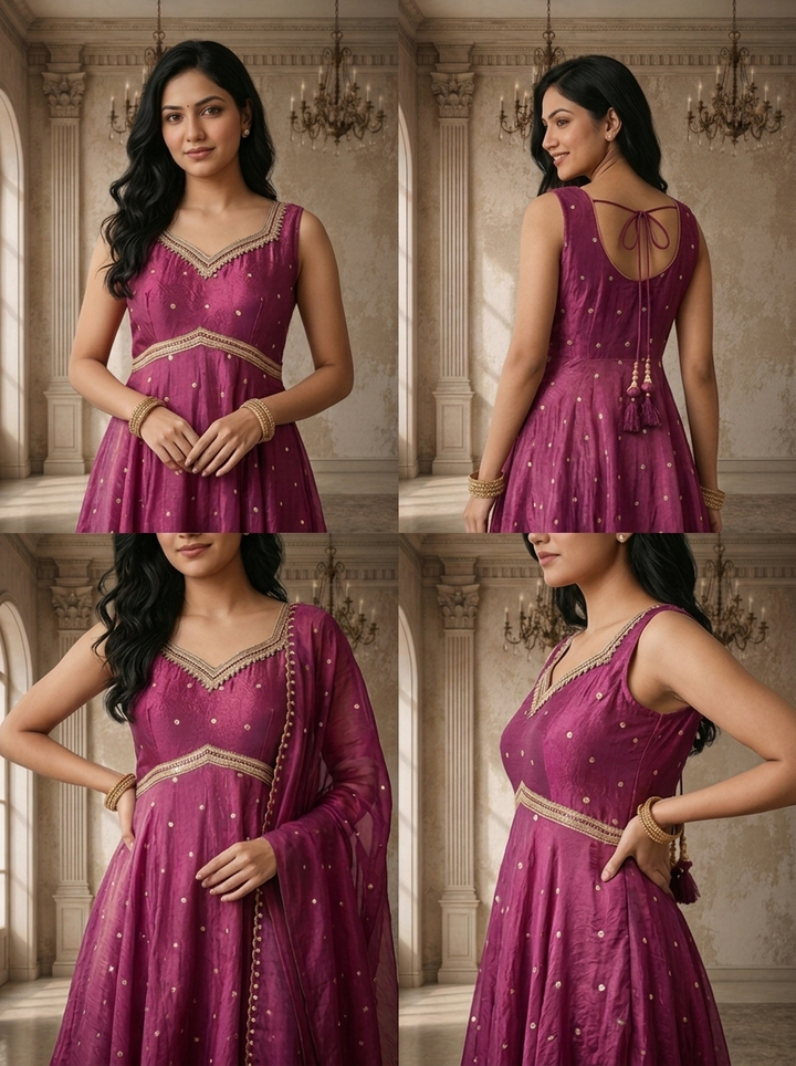 Wine Tissue Booti Printed Three Piece Set