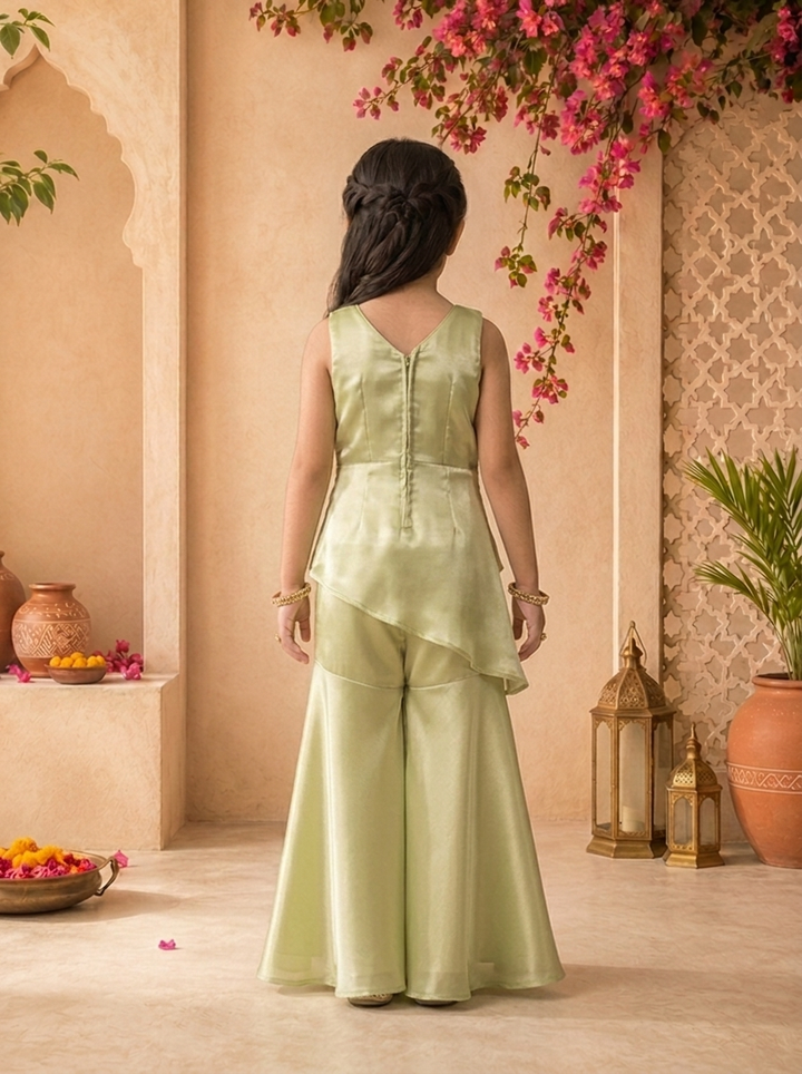 Pista Tissue Pearl And Sequin Embroidered Palazzo Set