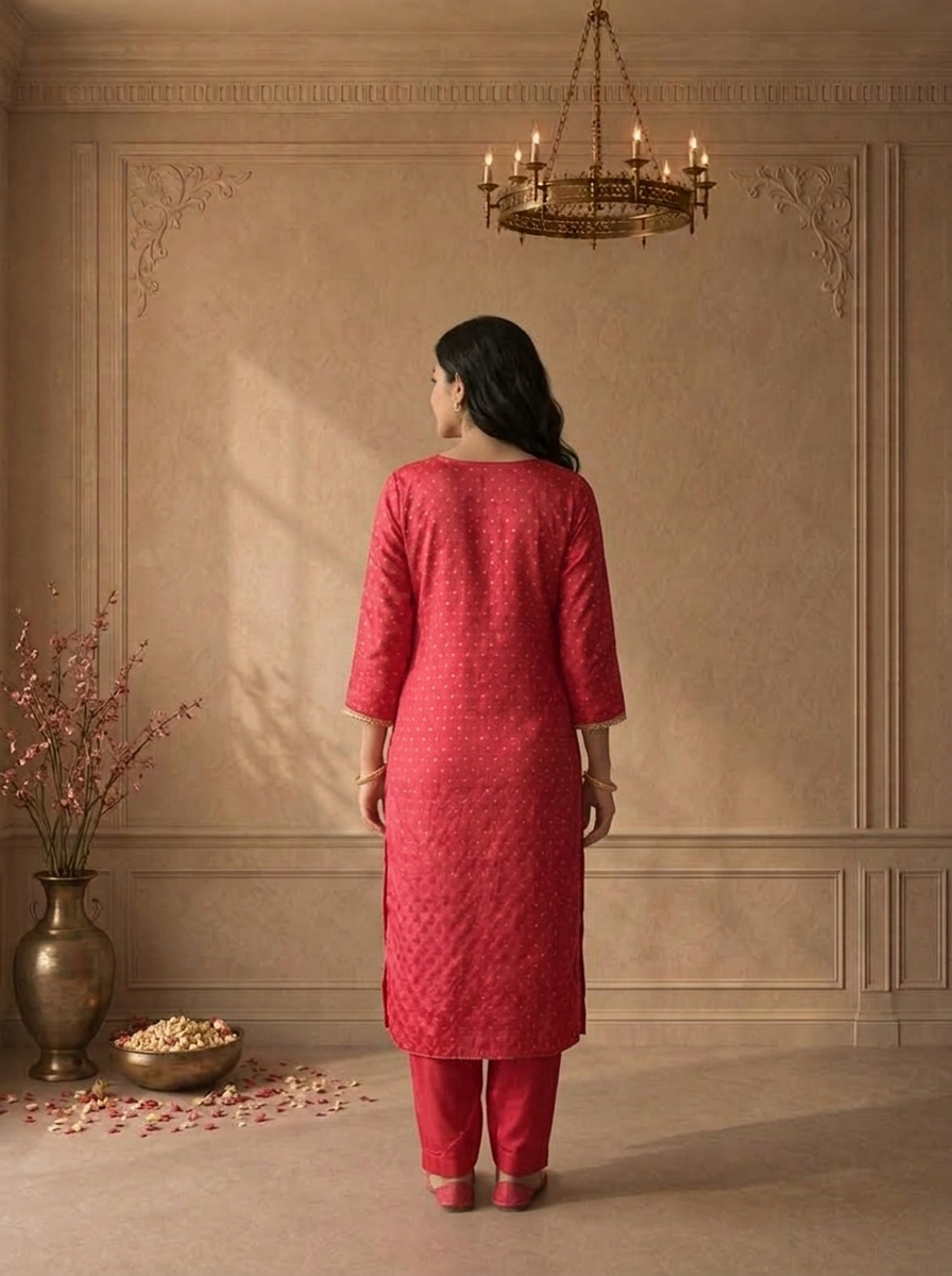 Magenta Crepe Diamond Butti Jacquard Printed Three Piece Set
